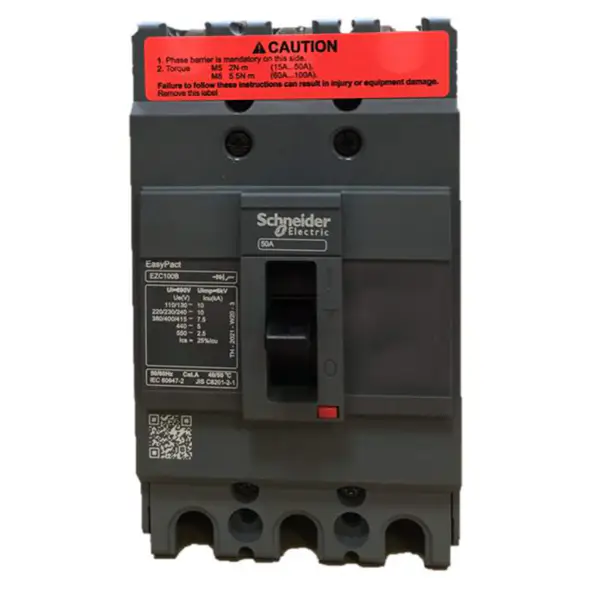 Disjoncteur tripolaire à boîtier moulé Easypact EZC100B 3P50A