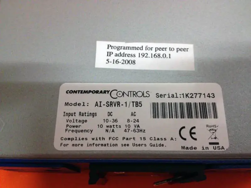 CONTRÔLES CONTEMPORAINS AI-SRVR-1/TB5