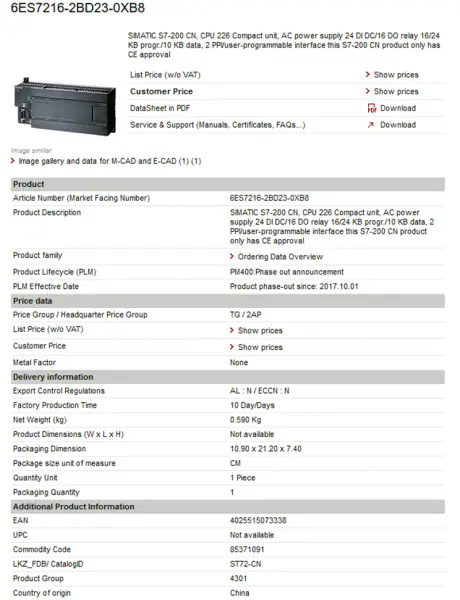 Siemens PLC s7 1200 1215c plc 6ES7 134-4GB52-0AB0