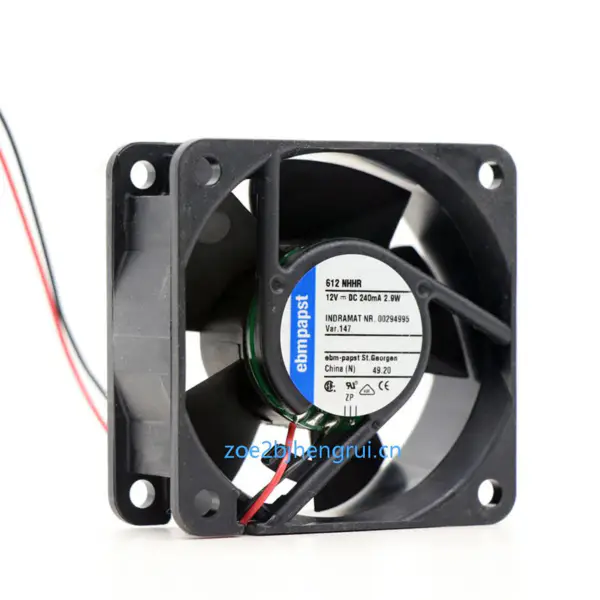 Ebmpapst 612NHHR-147 12VDC 240MA 2.9W 60* 60*25MM 240mA 2 Wire Inverter Axial Cooling Fan