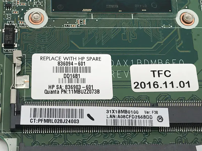 HP 836094-001 836094-501 836094-601 DAX1BDMB6F0 Carte mère