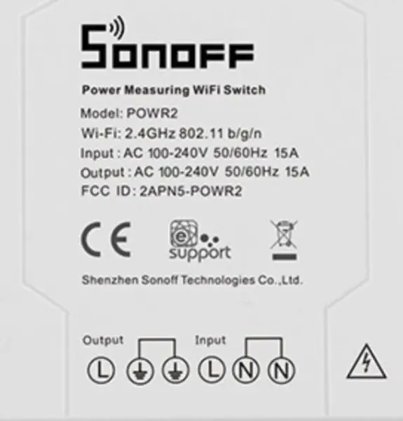 SONOFF Interrupteur WiFi Pow R2 avec mesure de la consommation d'énergie Interrupteur WiFi 15A Contrôleur d'interrupteur Wifi intelligent
