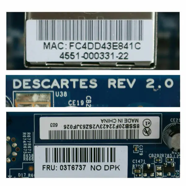 Carte mère Lenovo 03T8422