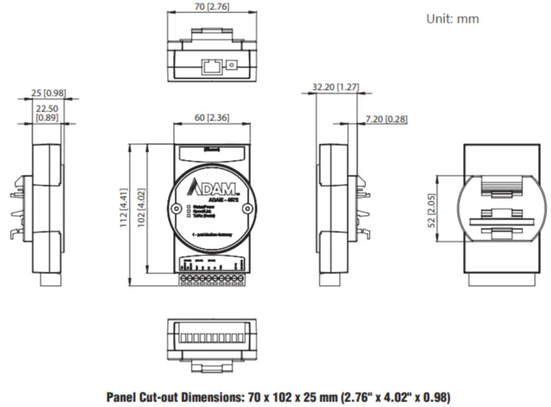 Advantech ADAM-4572-CE Passerelle Modbus 1 port