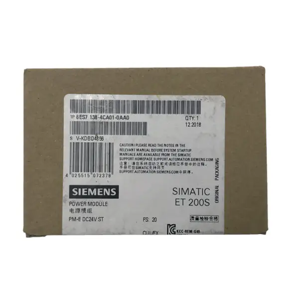 Siemens PLC SIMATIC DP PM-E Power Module 6ES7138-4CA01-0AA0 pour ET 200S