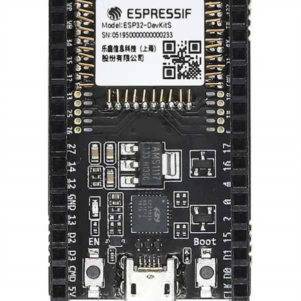 ESP32-DevKitS(-R) est une combinaison de deux noms de cartes : ESP32-DevKitS et ESP32-DevKitS-R. Lorsqu'un module est monté, l'ESP32-DevKitS