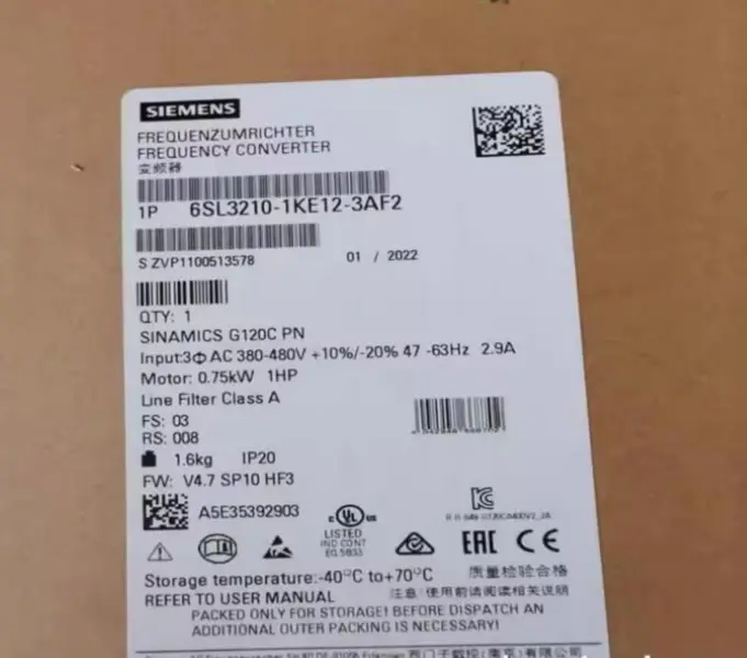 Onduleur Siemens G120C 6SL3210-1KE12-3AF2 6SL32101KE123AF2
