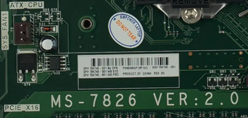 HP 810-460 MS-7826 V2.0 784740-001 784740-501 784740-601 Carte mère