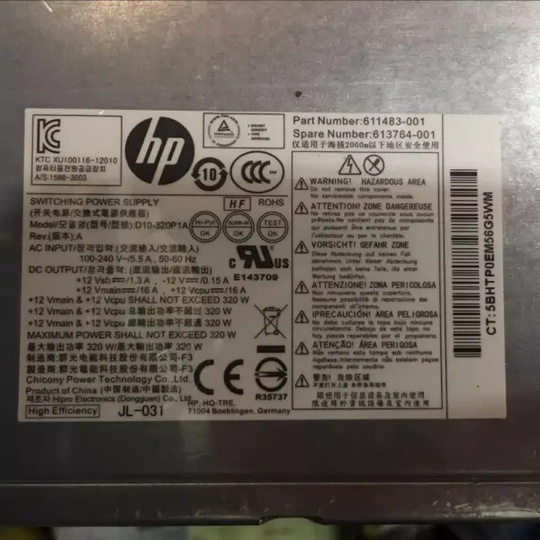 HP D10-320P1A PS-4321-2HP Bloc d'alimentation