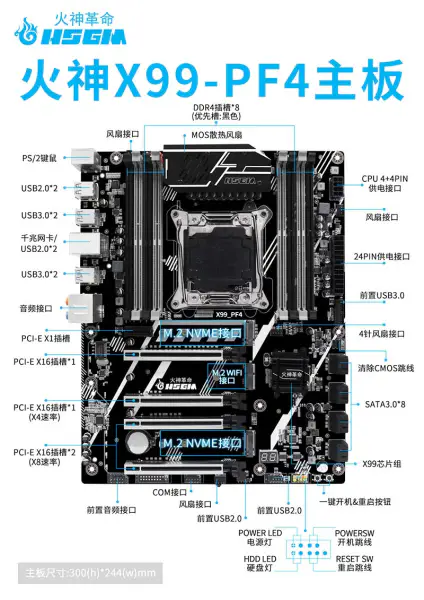 Hsgm X99-pf4 Support 22nm Processor Server Universal Pci-e 3.0 Computer Motherboard
