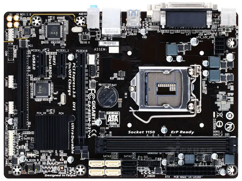 Gigabyte GA-B85M-D3V-A Carte mère pour ordinateur de bureau B85 LGA1150 DDR3 16GB