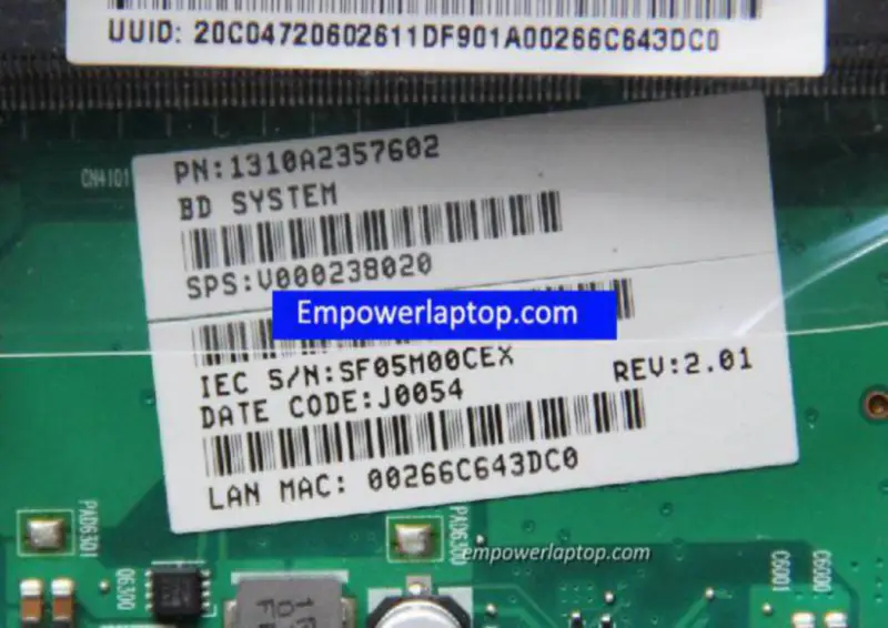 Toshiba C600D V000238020 1310A2357602 Carte mère