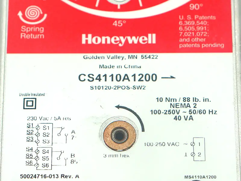 Honeywell CS4110A1200 Actionneur de vanne de clapet
