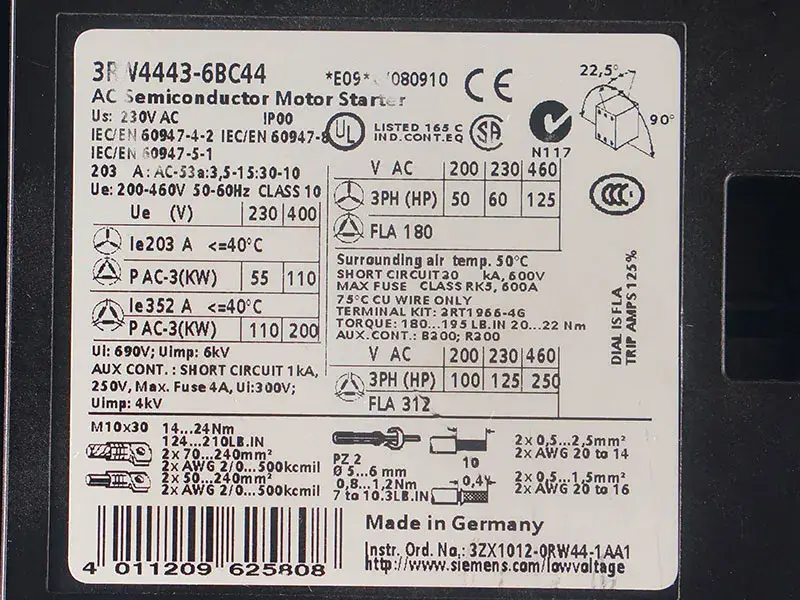SIEMENS 3RW4443-6BC44 démarreur progressif