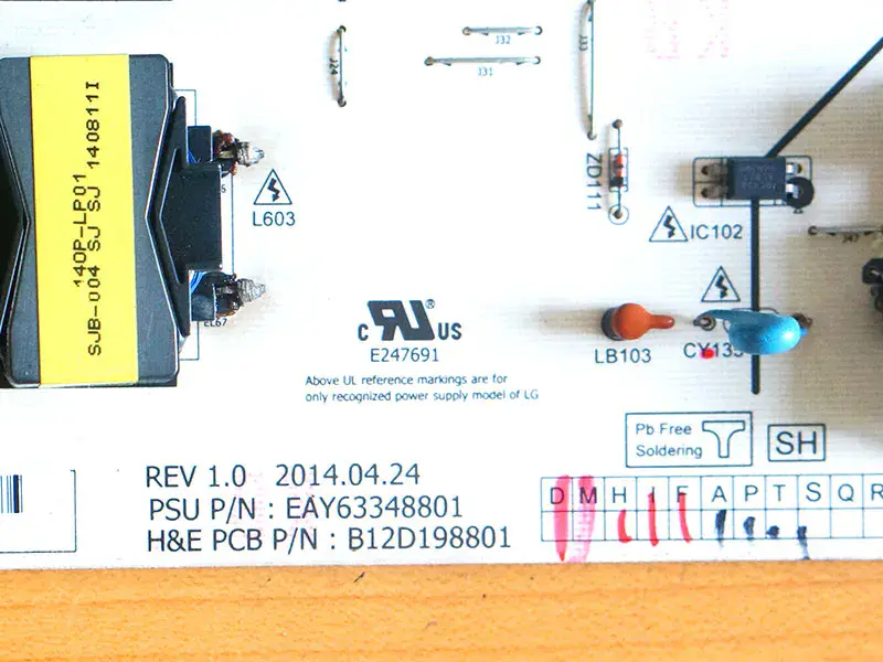 Carte de circuit imprimé LG 55EC9300-CA EAY63348801