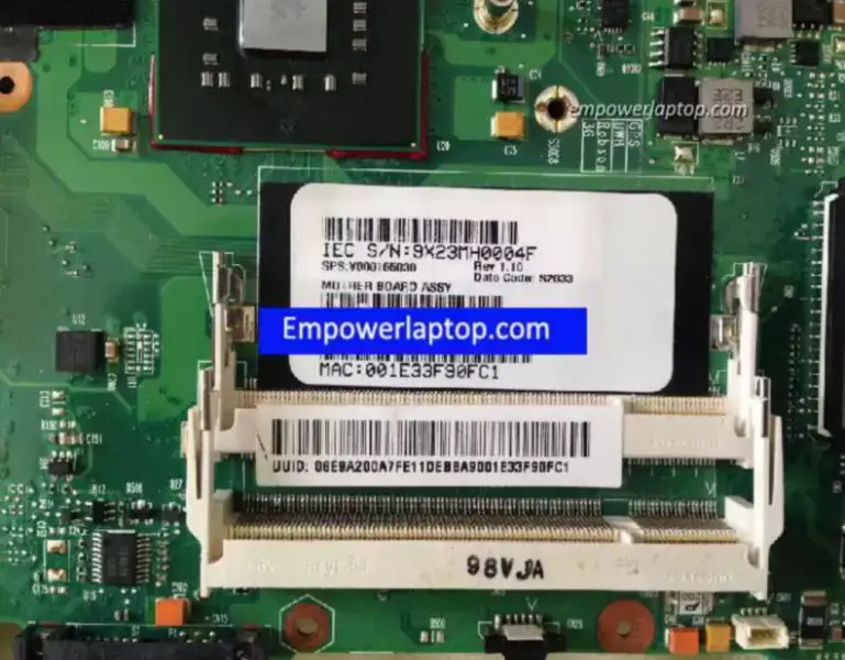 Toshiba satellite E105 GM45 6050A2218301-MB-A03 Carte mère