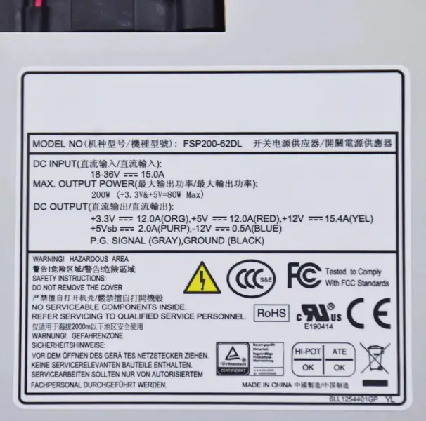 Alimentation DC 1U FLEX FSP200-62DL 18-36VDC Input
