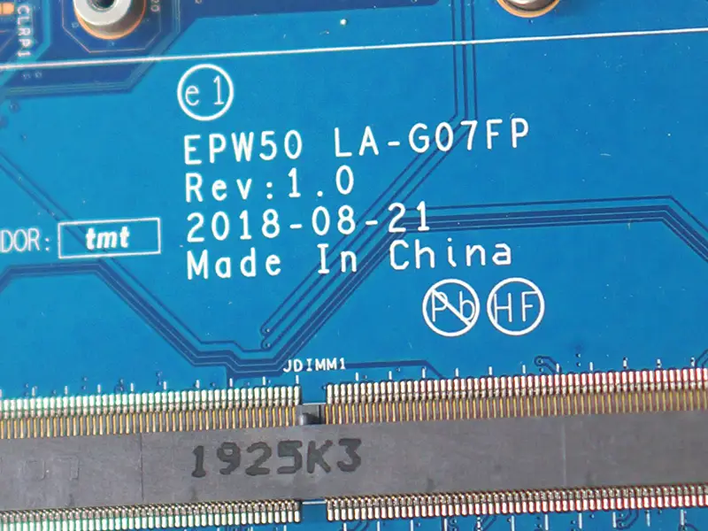 HP 15-DA 15T-DA EPW50 LA-G07FP L68087-601 L68087-501 L68087-001 carte mère SRGP5 I3-10110U DDR4