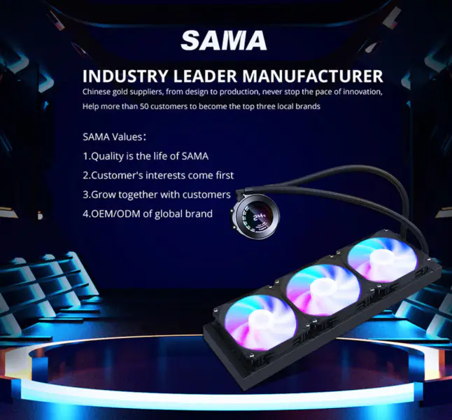 Sama 36cm Aio Cpu Cooler Radiator Copper Display Water Liquid Cooling Pc Cpu Cooler Rgb Glow With Computer Temperature Display