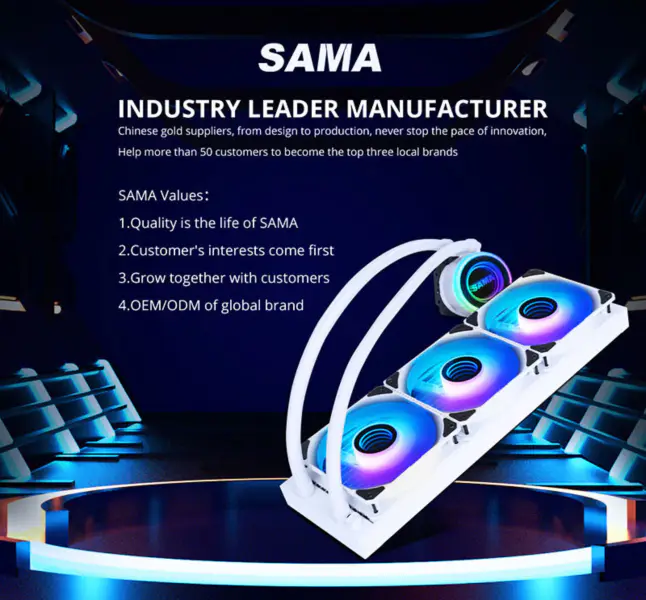 Sama Aio Cpu 360mm Radiateur Blanc Noir Heatsink Liquid Rgb Cooler Cpu Pc Computer Processor Water Cooling Radiator Pc Gaming