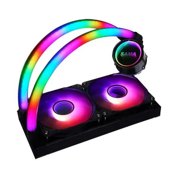 Sama Custom Argb Pipes 240 Rainbow Addressable Rgb Aio Cpu Liquid Cooling Fan Radiator Block Kit System