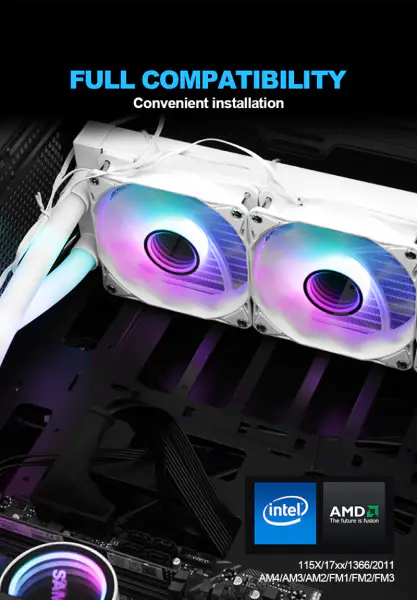 Sama Custom Argb Pipes 240 Rainbow Addressable Rgb Aio Cpu Liquid Cooling Fan Radiator Block Kit System