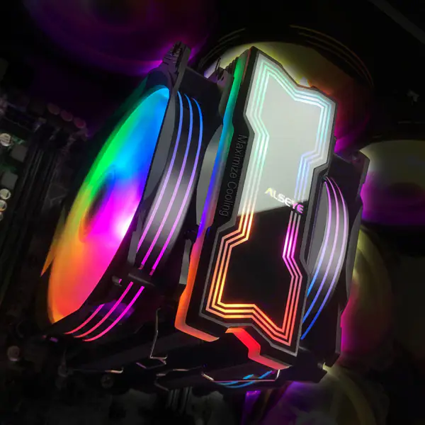 Alseye 120mm Dual Fan 4 Heat Pipes Rgb Cpu Cooler Aura
