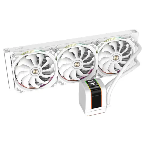 Alseye 360mm White Frame Sync Argb Aio Liquid Cooler With Temperature Display For 12th Gen Cpu